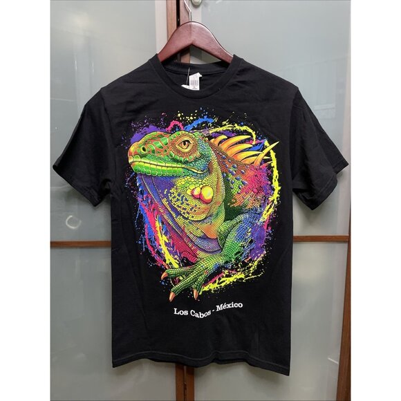 Los Cabos Mexico Beach Surf Life Giant Iguana Lizard Black T-Shirt Shirt Tee S - Picture 1 of 3